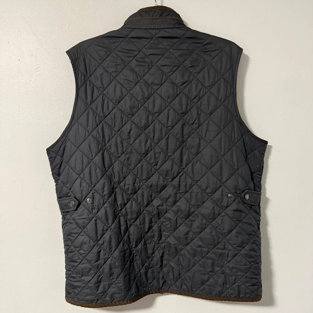 Peter Millar Essex Quilted Vest Mens Large Charcoal Grey Fleece Lined Windproof